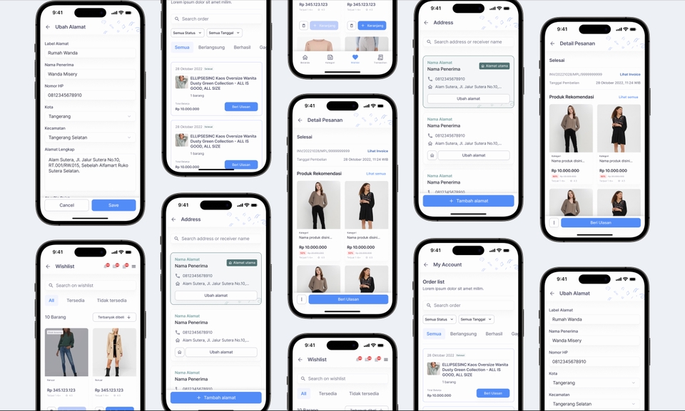 Desain aplikasi mobile dengan UI UX yang modern dan fungsional untuk platform freelancer.