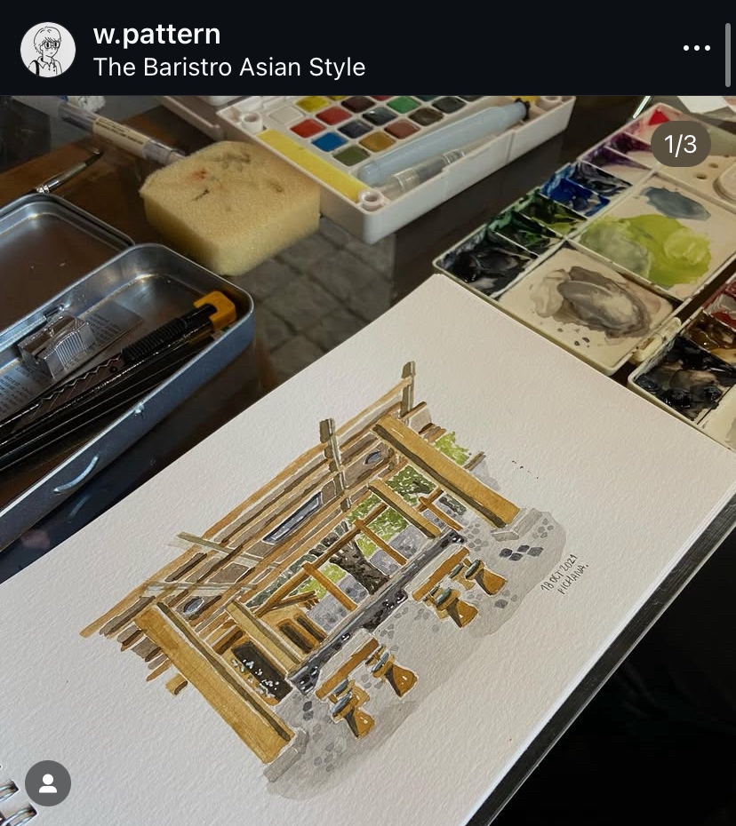 วาดภาพสีน้ำ ร้านคาเฟ่