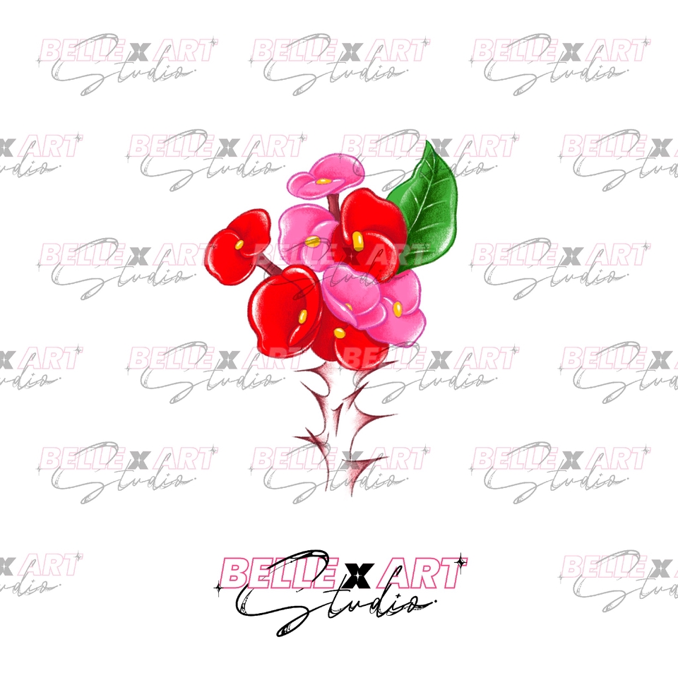 ออกแบบลายสักดอกไม้สีชมพูและแดง