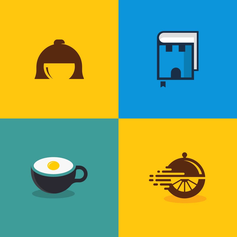 Logo desain untuk cafe dan restoran, dengan desain minimalis dan modern. Layanan desain logo untuk cafe, restoran, dan bisnis kuliner lainnya.