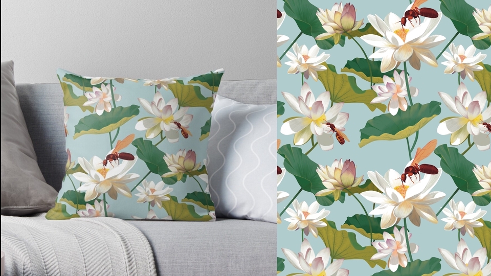 วาด/ออกแบบแพทเทิร์นเสื้อผ้า - รับออกแบบลายเสื้อผ้า, repeat, seamless pattern,ลายพิมพ์บนเสื้อ ลายผ้าพันคอ, ลายสินค้า - 2