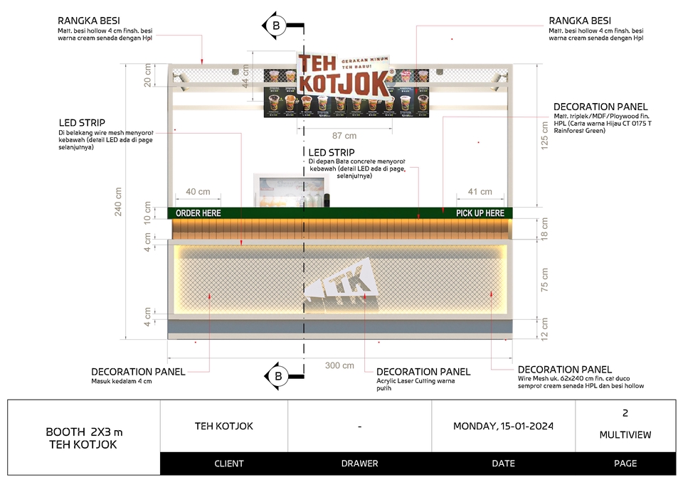 Desain Booth Pameran Teh Kojjoik Minimalis 3D, jasa desain booth pameran, desain booth pameran sederhana, desain stand pameran, desain stand pameran minimalis