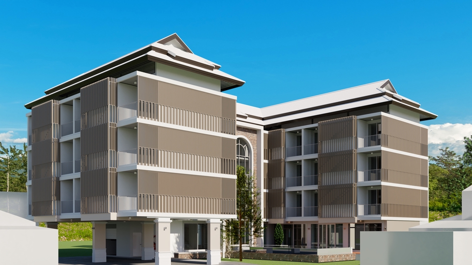 เขียนแบบวิศวกรรมและออกแบบโครงสร้าง - รับออกแบบ เขียนแบบก่อสร้าง, 3D Perspective/Exterior - Revit Architect - 1