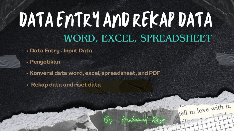 Jasa data entry, input data, dan rekap data menggunakan Word, Excel, dan spreadsheet.