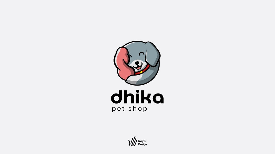 Desain logo keren untuk usaha pet shop dengan nama "Dhika Pet Shop".