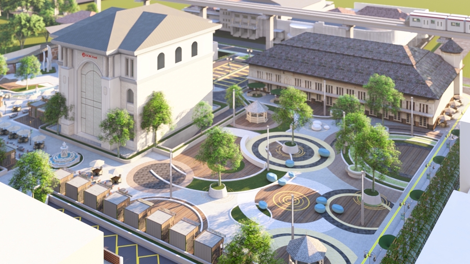 Jasa Desain Eksterior 3D - Gambar 3D Rumah Minimalis Modern dengan Taman dan Kolam Renang