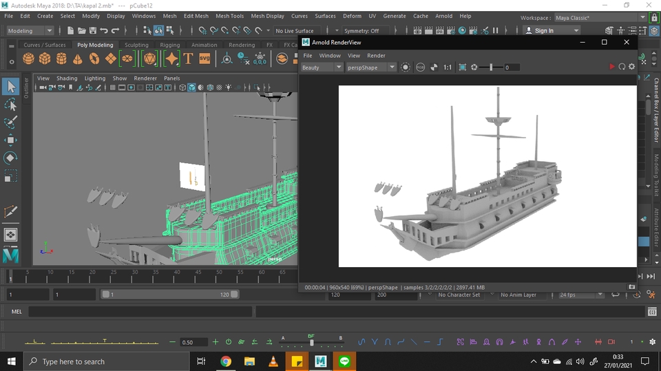 Jasa desain 3D kapal layar untuk kebutuhan desain interior dan exterior.