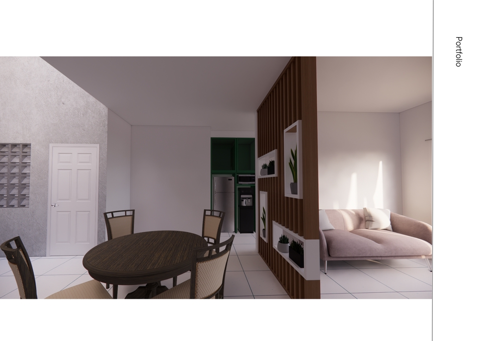 Desain meja makan kayu dengan kursi kayu untuk ruangan minimalis