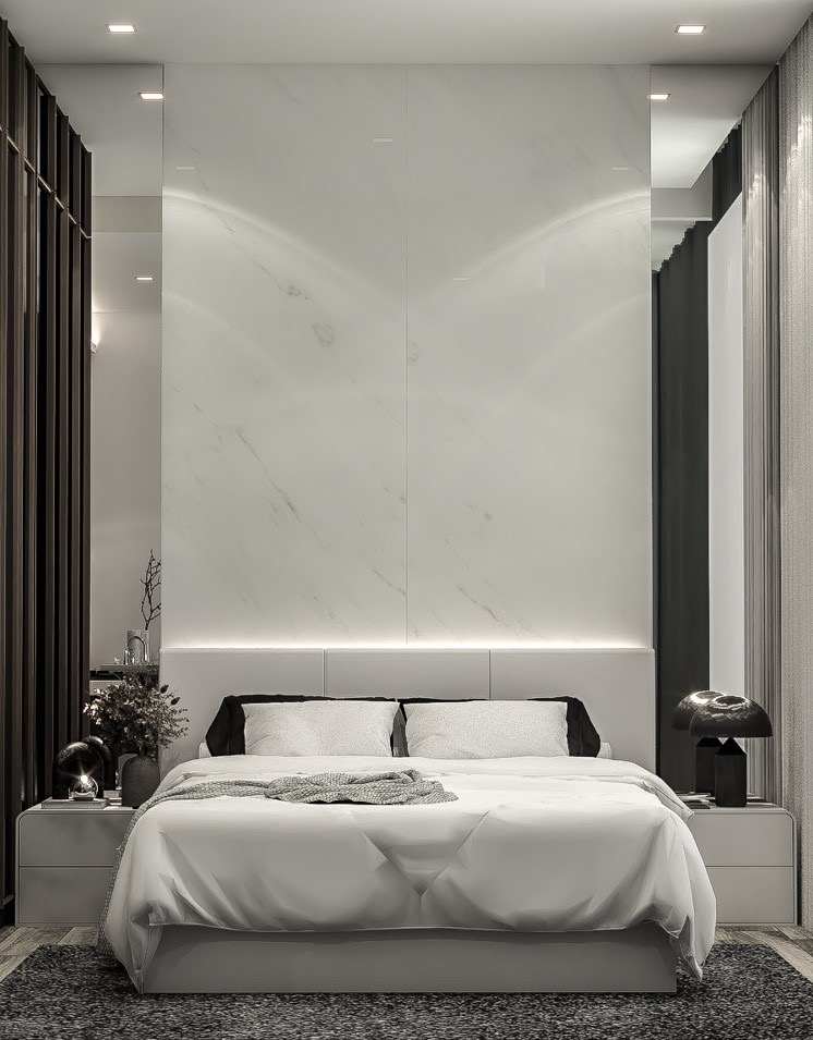 รับออกแบบตกแต่งภายในห้องนอนหรูหรา สไตล์โมเดิร์น