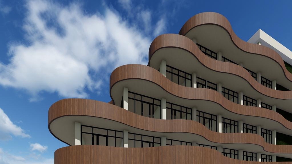 Desain Exterior Bangunan Apartemen Minimalis dengan Jasa Render 3D