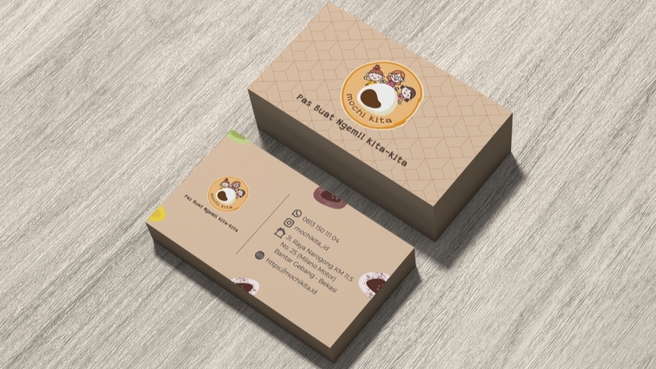 Desain logo mochi dengan tema anak-anak, cocok untuk bisnis makanan online.