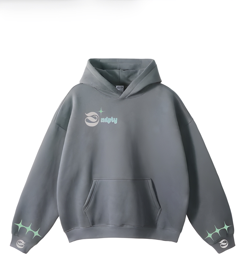 Desain hoodie polos pria dengan logo edgy