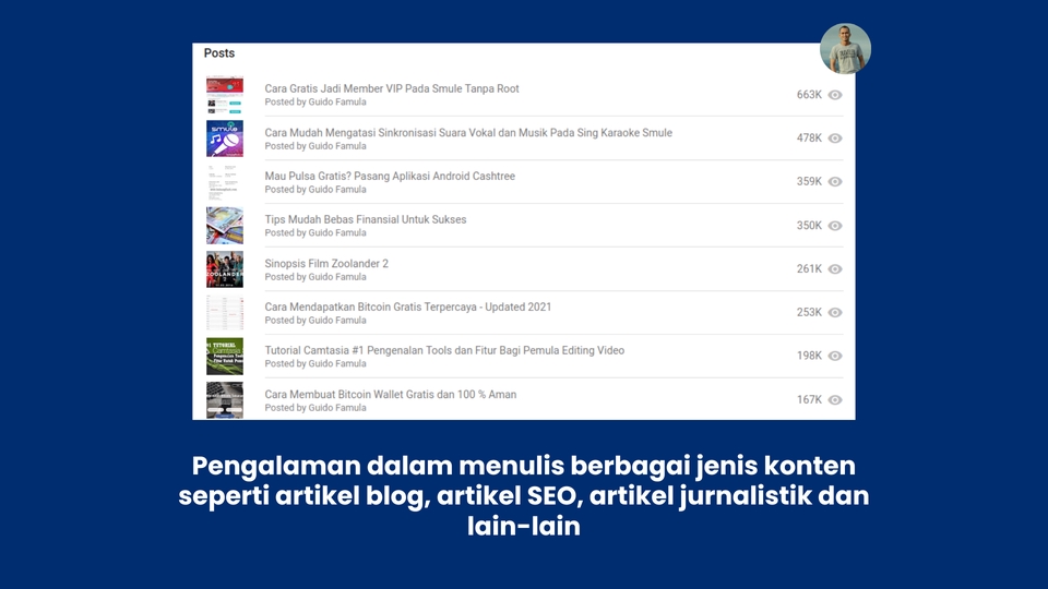 Jasa menulis artikel blog, artikel SEO, artikel jurnalistik dan berbagai jenis konten lainnya di Indonesia.