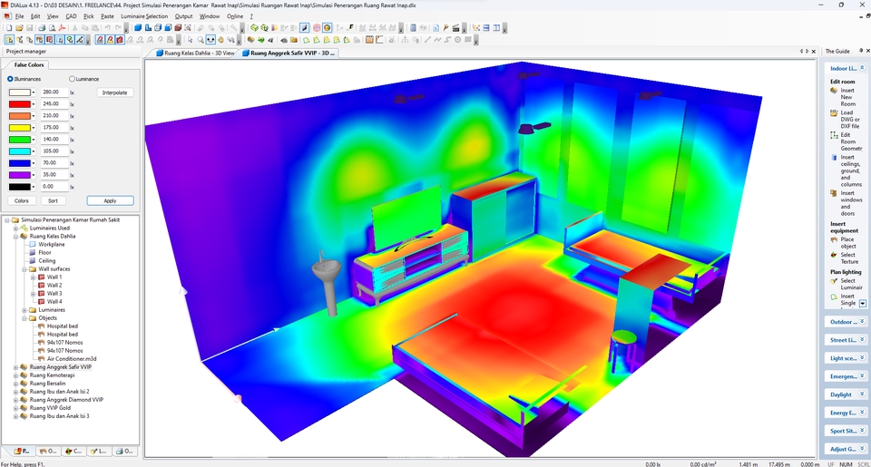3D & Perspektif - Simulasi Penerangan Ruangan (DiaLux Software) - 3