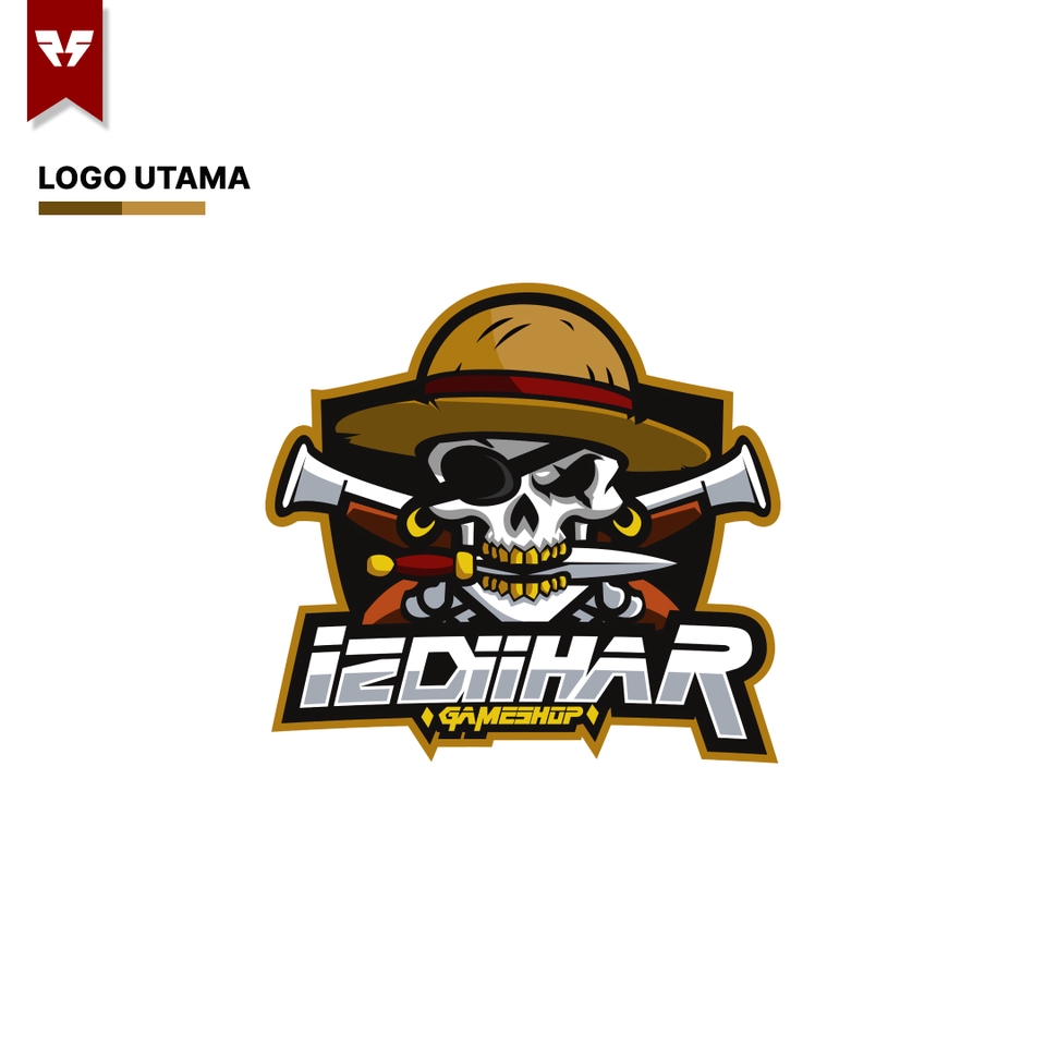 Desain logo keren dengan logo tengkorak menggunakan topi untuk logo esport