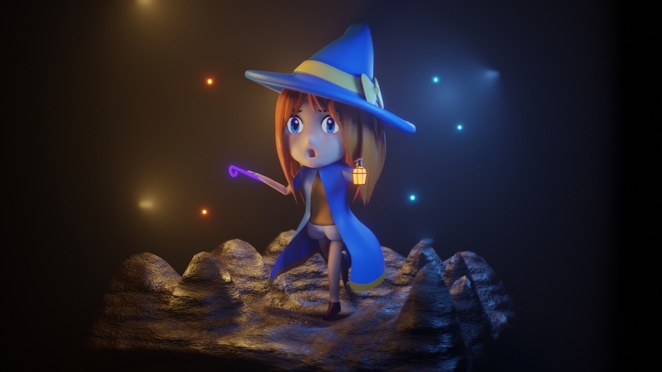 รับทำโมเดล 3d สินค้า 3D model คาแรคเตอร์ สาวน้อยเวทย์มนตร์ 3d