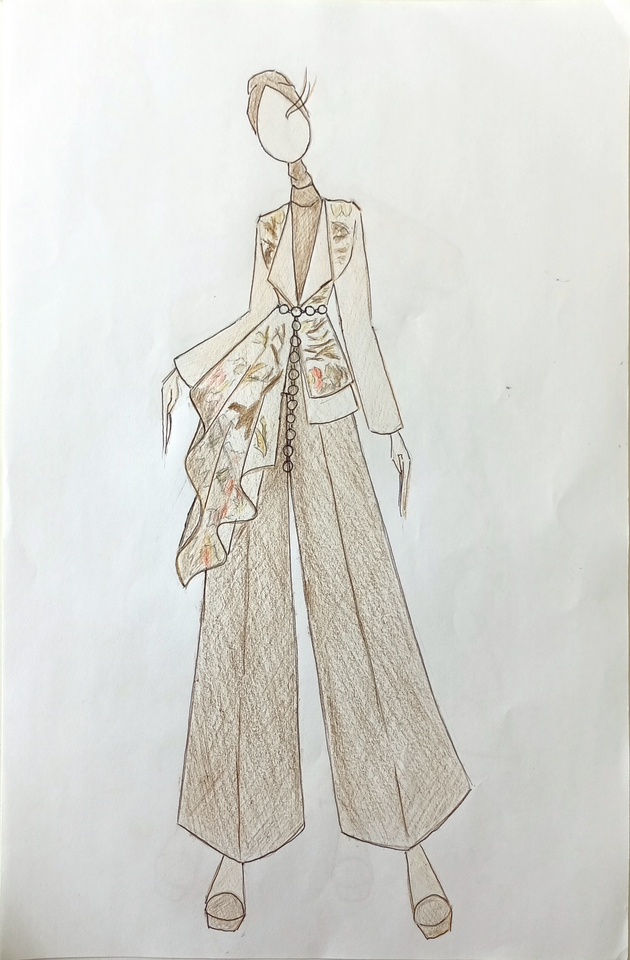 Desain kaos wanita dengan motif floral dan detail rantai, cocok untuk fashion kasual dan modern.