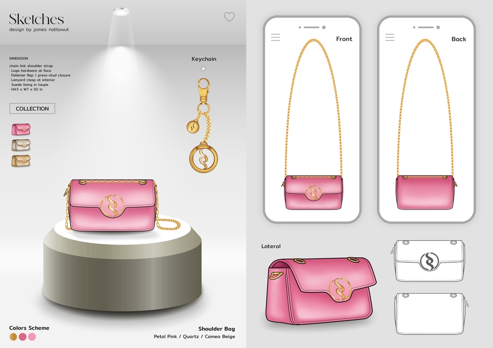 วาด/ออกแบบแพทเทิร์นเสื้อผ้า - รับออกแบบกระเป๋า / ลวดลายบนกระเป๋า Monogram ( Bags Design Accessory / Flat Sketches ) - 4