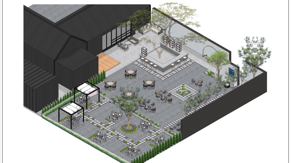 รับออกแบบภูมิทัศน์สวนสวยสไตล์โมเดิร์น จัดสวนสวย