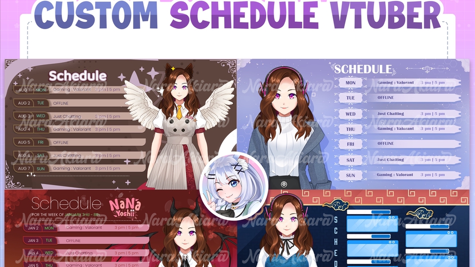 Banner Online - Kustom Stream Schedule untuk vtuber, Overlay, Stream Screen - 1