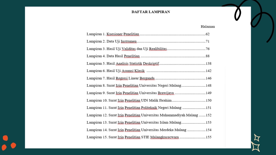 Daftar lampiran jasa pengetikan online untuk skripsi, makalah, proposal, tugas sekolah, tugas kantor, dan dokumen lainnya.