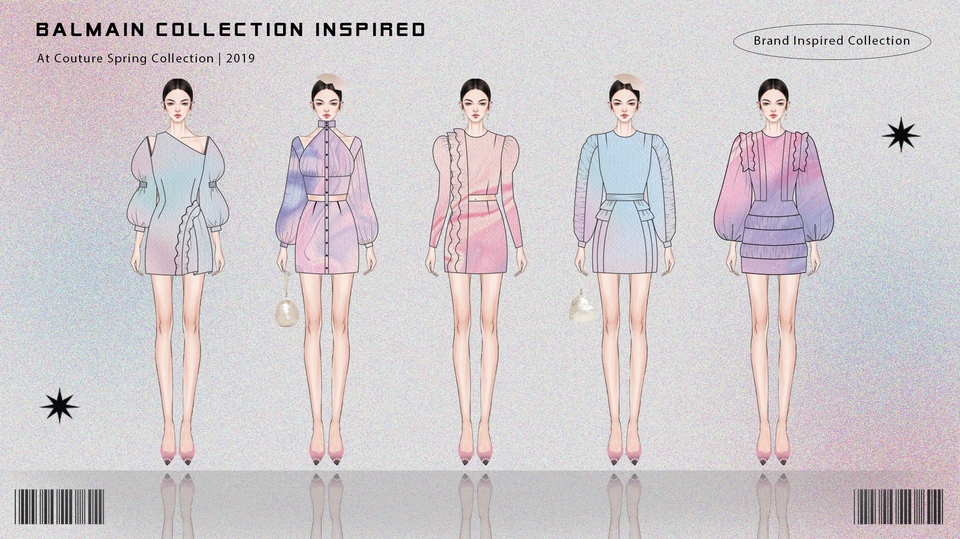Ilustrasi Balmain Collection Terinspirasi, desain busana wanita, ilustrasi fashion, ilustrasi model, gambar wanita, gambar model, desain busana, desain fashion