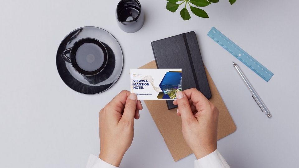 ออกแบบนามบัตร Viewwa Mansion Hotel หรูหรา  บริการออกแบบสื่อสิ่งพิมพ์มืออาชีพ