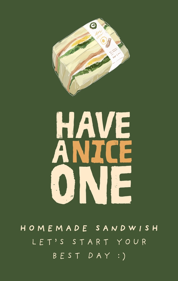 ออกแบบแคนวาโปสเตอร์อาหารน่าทานพร้อมข้อความ "Have a nice one" เหมาะสำหรับธุรกิจอาหาร ส่งเสริมการขายด้วย Canva