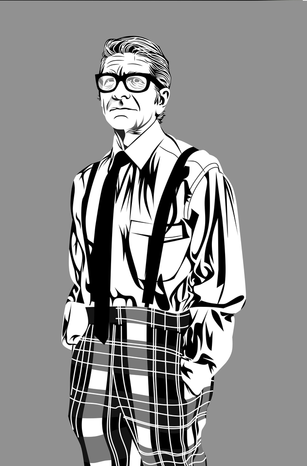 Jasa karikatur wajah hitam putih desain vektor ilustrasi potret pria