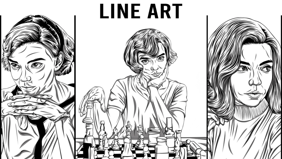 Gambar Potret - Line Art Hitam Putih 24 Jam Jadi - 1