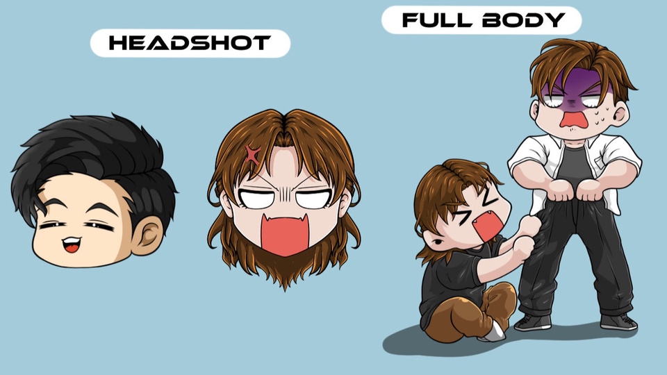 Jasa ilustrasi gambar kartun lucu dan karakter dengan gaya yang berbeda, headshot dan full body. cocok untuk kebutuhan personal branding atau keperluan lain.