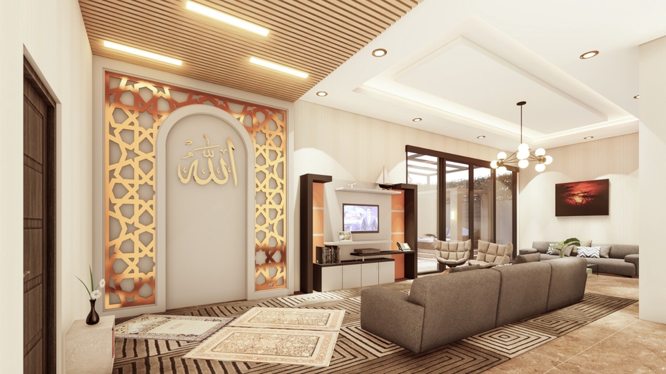 3D & Perspektif - Desain interior 3D rendering rumah, caffe, kantor, masjid, taman, kolam renang, furniture dsb - 6