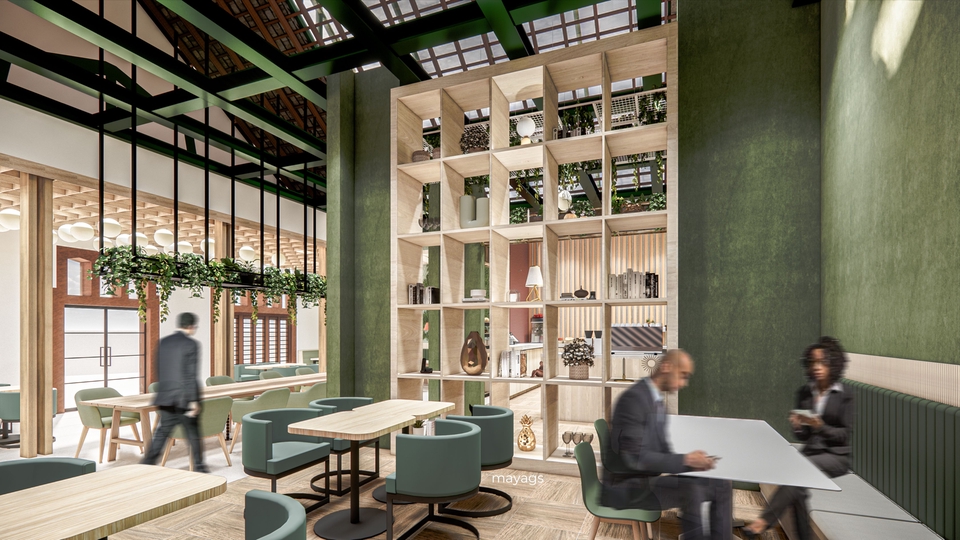 Desain interior cafe minimalis dengan konsep modern dan unik, cocok untuk inspirasi desain cafe kamu.