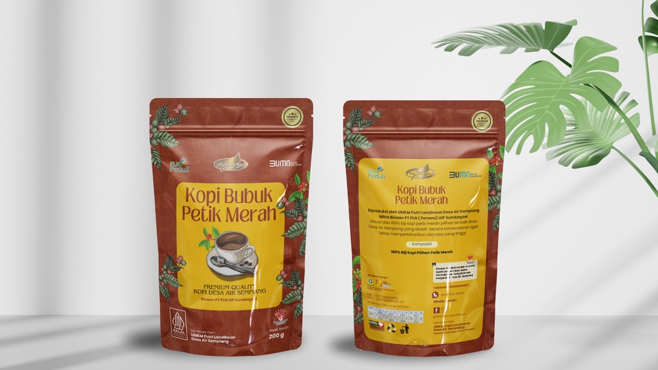 Desain kemasan kopi bubuk petik merah, jasa desain packaging makanan, desain kotak kemasan kopi