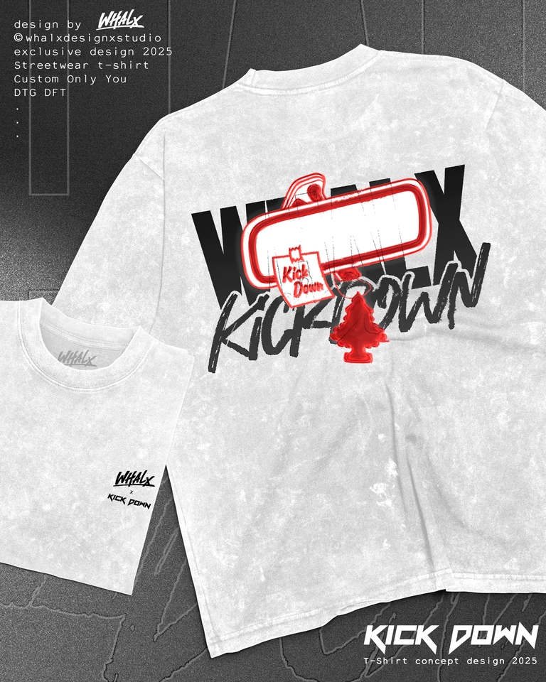 รับสกรีนเสื้อยืด เสื้อกีฬา เสื้อฮู้ด ลาย Kick Down สีขาว สวยๆ ราคาถูก รับออกแบบ