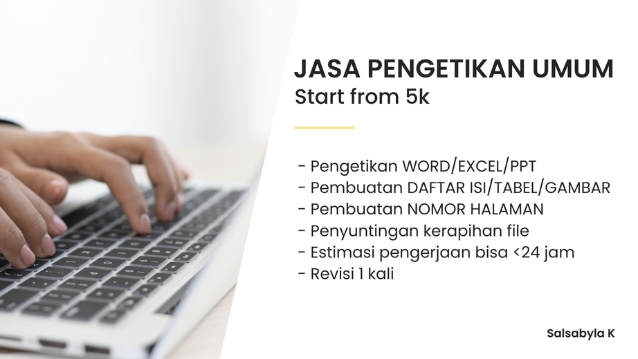 Pengetikan Umum - Pengetikan, Penyuntingan Dokumen, Daftar Isi, Nomor Halaman (Word/Excel/PPT) - 1