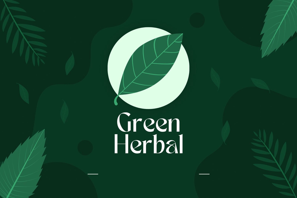 Desain kemasan produk makanan unik dan modern dengan logo daun hijau, cocok untuk label makanan dan stiker snack.