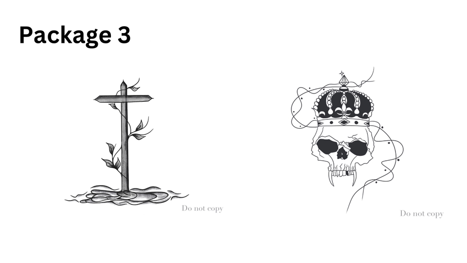 ออกแบบรอยสัก กะโหลกศีรษะ มงกุฎ ลายสักเท่ๆ