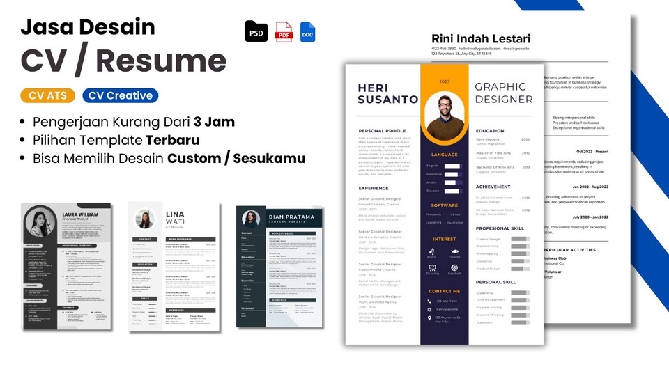 Portfolio & Resume - Desain CV / Resume Modern Professional dan Cepat (1 Hari Jadi) - 1