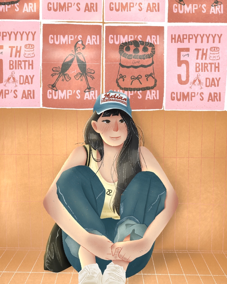 รับวาดรูปการ์ตูน ผู้หญิงน่ารัก สไตล์มินิมอล ใส่หมวก