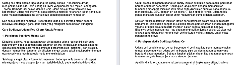 Jasa penulis artikel tentang budidaya udang red cherry untuk pemula dan cara penulisan konten marketing untuk media budidaya udang
