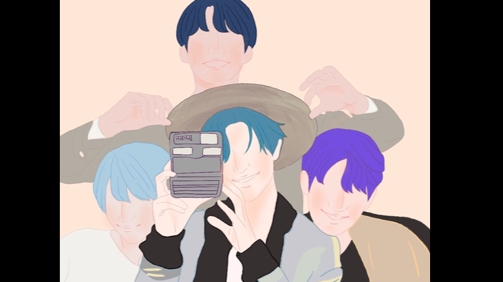 วาดแฟนอาร์ตศิลปินเกาหลี การ์ตูน fanart 4 คน