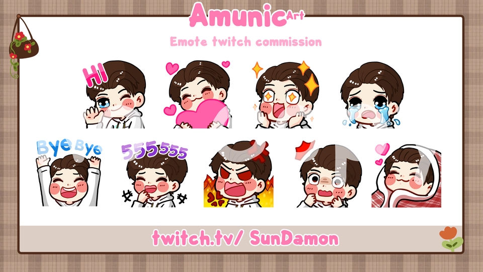 ออกแบบสติ๊กเกอร์ไลน์น่ารัก สติ๊กเกอร์ไลน์ Twitch สำหรับ SunDamon