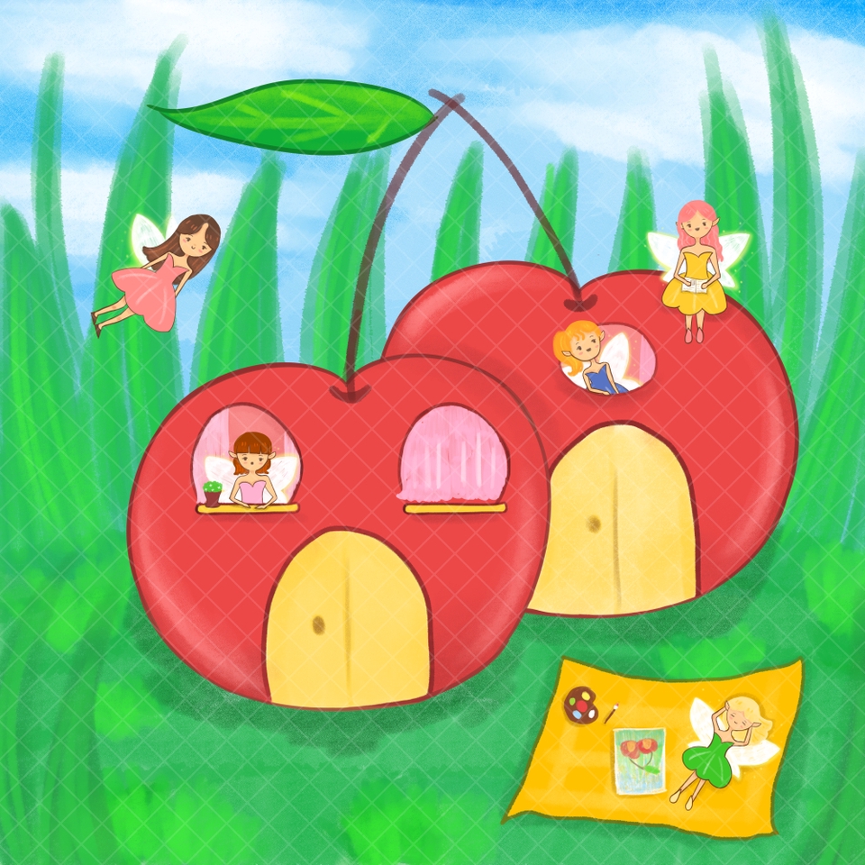 รับวาดรูปภาพประกอบ นิทานเกี่ยวกับเจ้าหญิงน้อย และบ้านน้อย น่ารักๆ สไตล์การ์ตูน