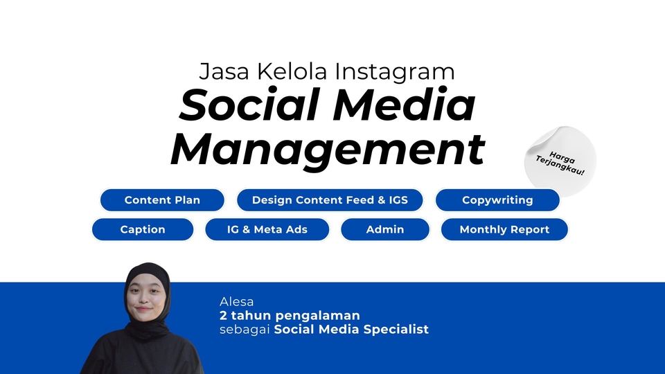 Jasa Digital Marketing: Layanan kelola Instagram untuk meningkatkan engagement, reach, dan followers, mencakup pembuatan konten, desain, caption, iklan, dan laporan.