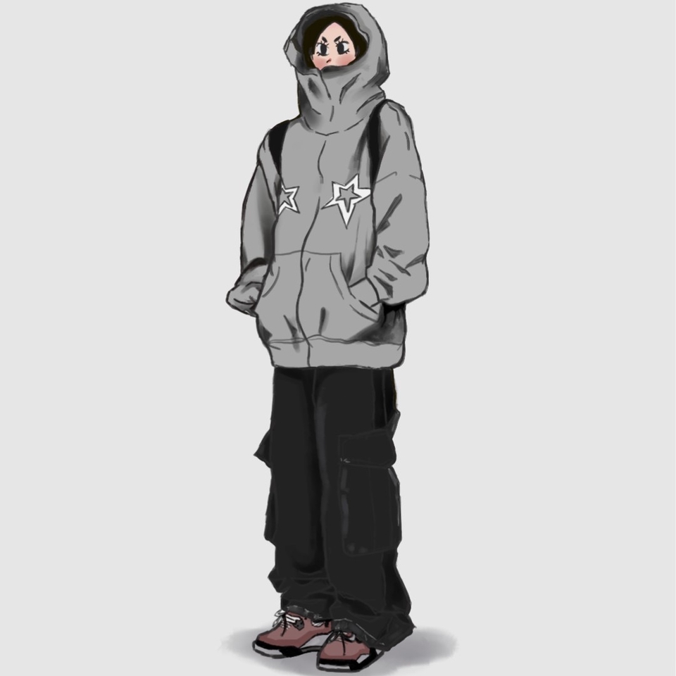 รับวาดรูปตัวละคร สไตล์การ์ตูน ใส่เสื้อฮู้ด