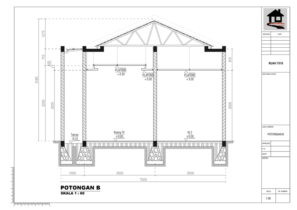 Jasa drafter autocad freelance pembuatan denah rumah dengan detail lengkap dan presisi