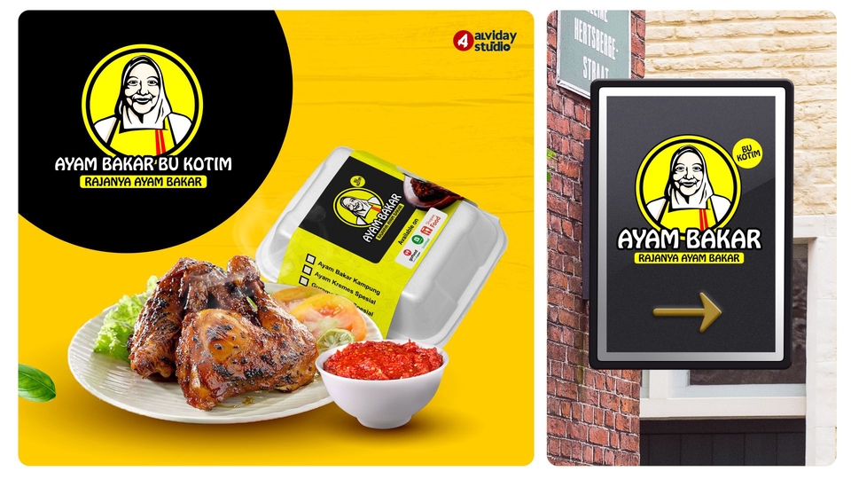 Jasa desain logo restoran ayam bakar dengan desain logo modern dan profesional.