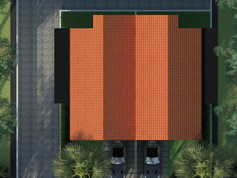 3D & Perspektif - 3D Eksterior Rumah Sederhana dan Render - 3