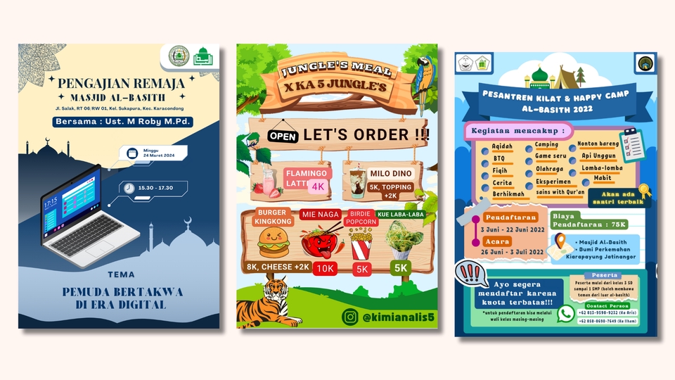 Jasa desain spanduk online dan desain undangan pernikahan unik murah.  Desain brosur makanan dan menu cafe.  Kartu undangan pernikahan unik desain digital printing.
